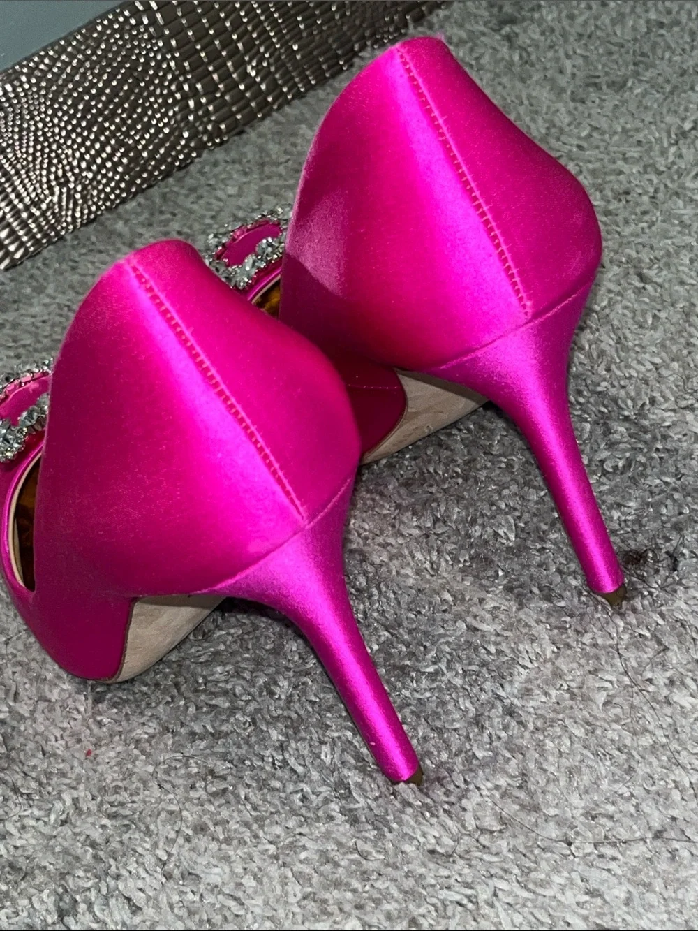 Badgley Mischka Fuchsia Pointed-Toe Crystal Buckle Flats - Women's - Picture 4 of 6